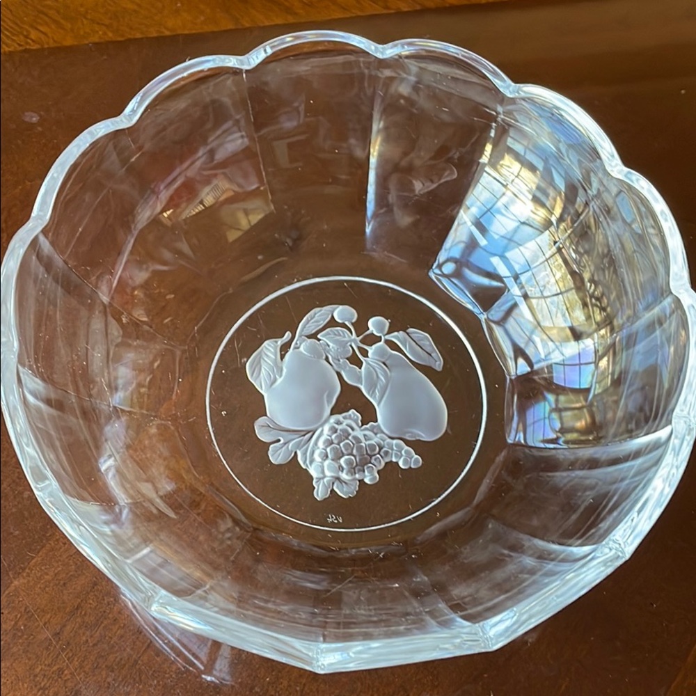 Val St. Lambert Brussels Bowl, Heavy Crystal Fruit Pattern, 10”